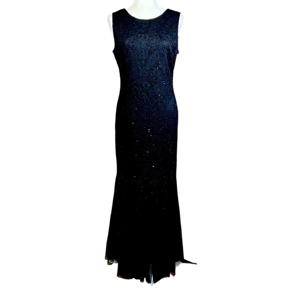 Vintage Candalite Med Lace Sequin Whimsigoth Maxi Dress Dark Fairy Mermaid - Picture 1 of 13